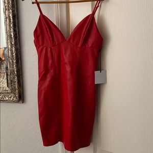 Red lined faux leather  dress